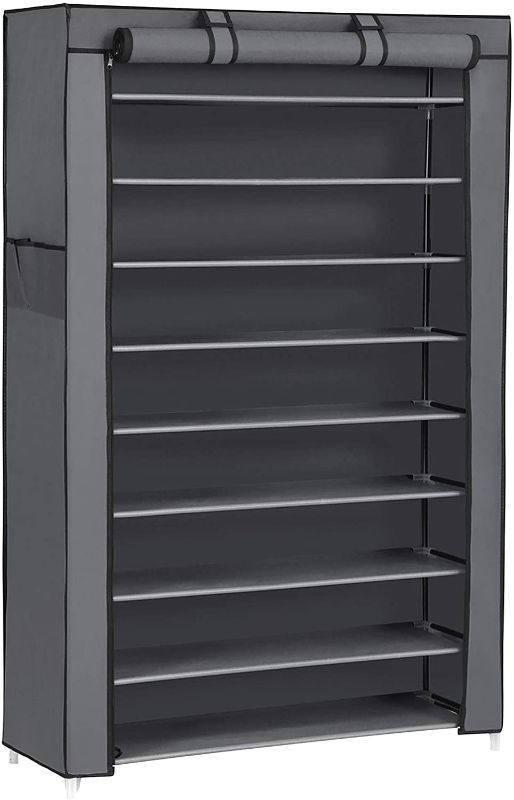 Photo 1 of SONGMICS 10-Tier Shoe Rack, 34.6 x 11 x 63 Inches, Holds up to 50 Pairs, Storage Organizer with Dustproof Cover Gray
