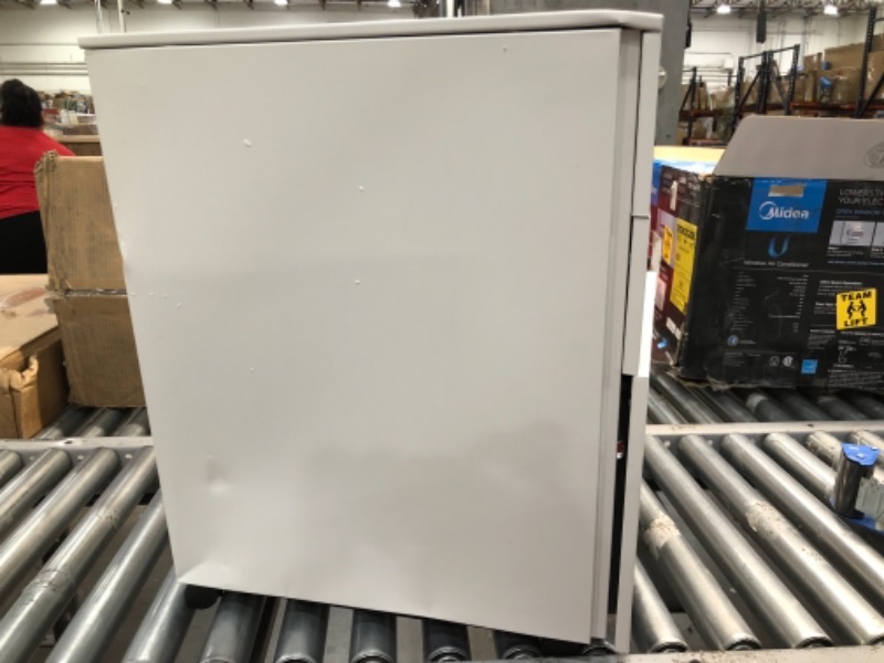 Photo 1 of DEVAISE 3-Drawer Mobile File Cabinet with Smart Lock, Pre-Assembled Steel Pedestal Under Desk, White
The passcode is 1234. 