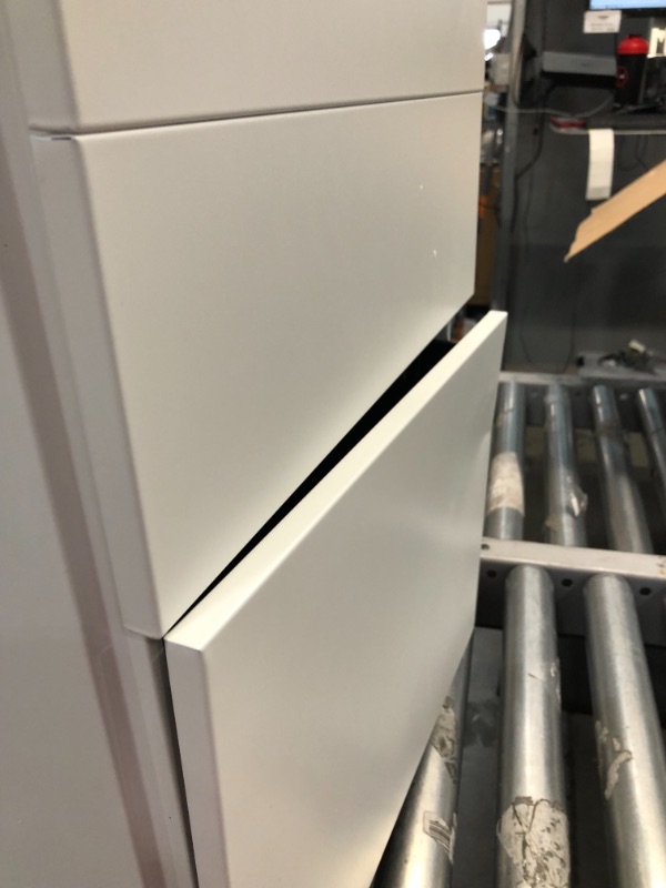 Photo 1 of DEVAISE 3-Drawer Mobile File Cabinet with Smart Lock, Pre-Assembled Steel Pedestal Under Desk, White
The passcode is 1234. 