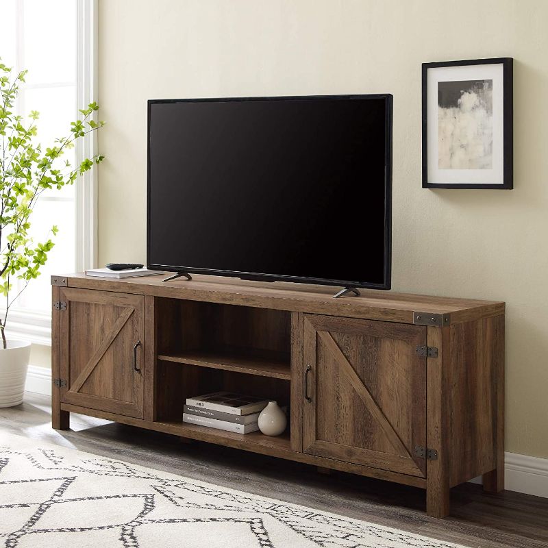 Photo 1 of 70" Modern Farmhouse Barn Door TV Stand - Rustic Oak