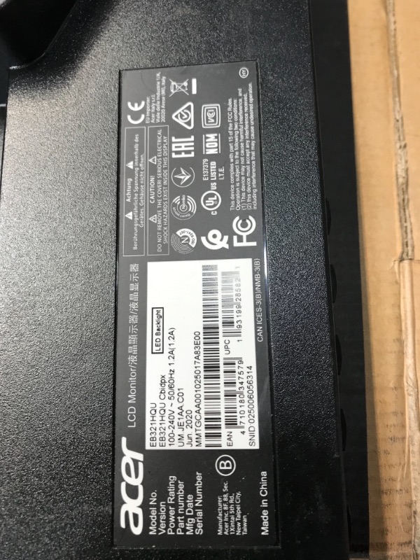 Photo 4 of Acer EB321HQU Cbidpx 31.5" WQHD (2560 x 1440) IPS Monitor (Display Port, HDMI & DVI port),Black