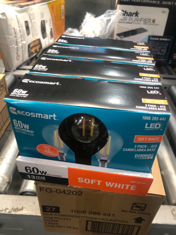 Photo 2 of 60-Watt Equivalent A15 Dimmable Appliance Fan Clear Glass Filament LED Vintage Edison Light Bulb Soft White 4 BOXES (3-Pack)
