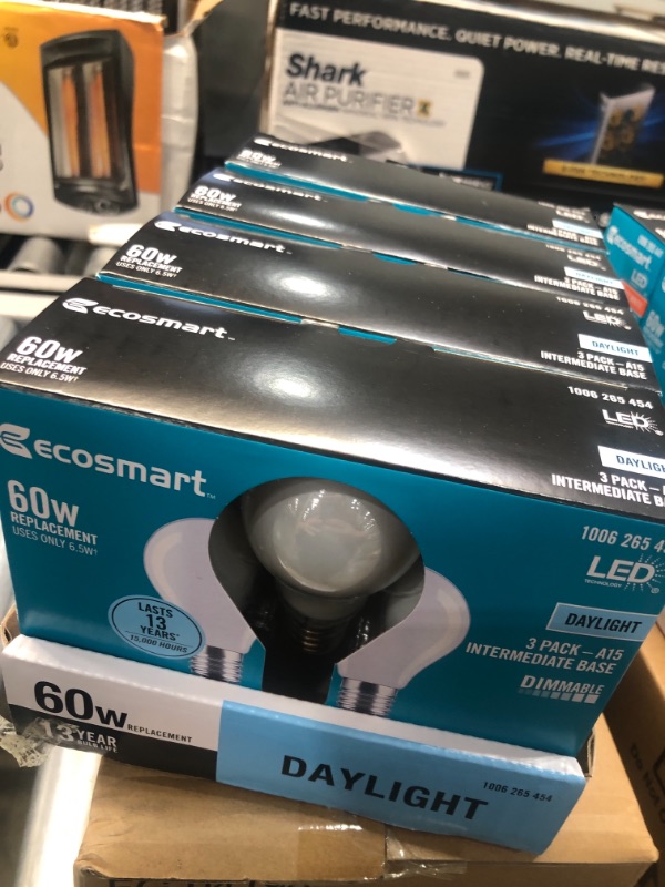 Photo 2 of 60-Watt Equivalent A15 Dimmable Appliance Fan Frosted Glass Filament LED Vintage Edison Light Bulb Daylight 4 BOXES (3-Pack)
