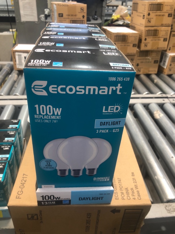 Photo 2 of 100-Watt Equivalent G25 Dimmable Globe Frosted Glass Filament LED Vintage Edison Light Bulb Daylight 4BOXES  (3-Pack)
