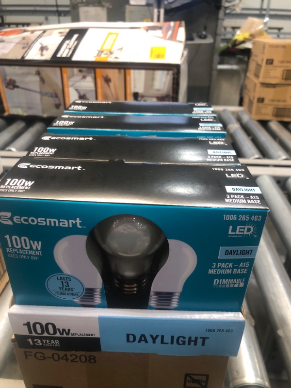 Photo 2 of 100-Watt Equivalent A15 Dimmable Appliance Fan Frosted Glass Filament LED Vintage Edison Light Bulb Daylight 4 BOXES(3-Pack)
