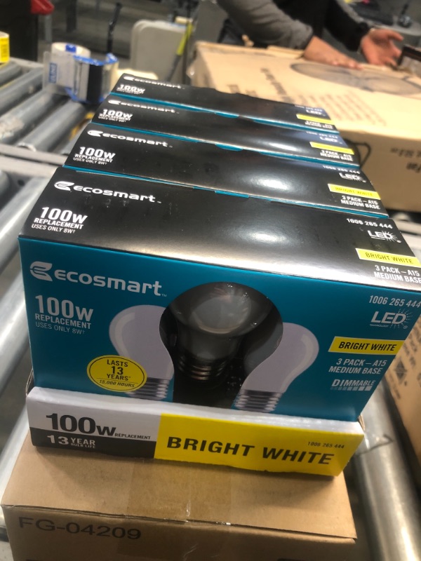 Photo 1 of 100-Watt Equivalent A15 Dimmable Appliance Fan Frosted Glass Filament LED Vintage Edison Light Bulb Bright White4 BOXES (3-Pack)
