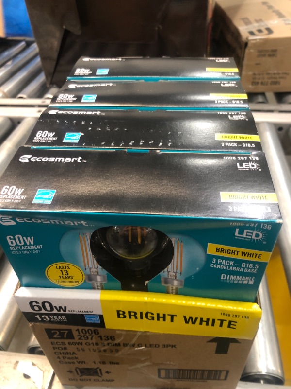 Photo 2 of 60-Watt Equivalent G16.5 ENERGY STAR and CEC Title 20 Dimmable Filament LED Light Bulb Bright White 3000K 4 BOXES  (3-Pack)
