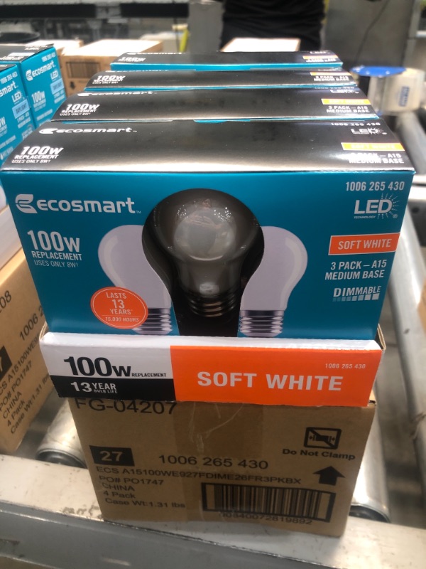 Photo 2 of 100-Watt Equivalent A15 Dimmable Appliance Fan Frosted Glass Filament LED Vintage Edison Light Bulb Soft White (3-Pack)
4 BOXES 