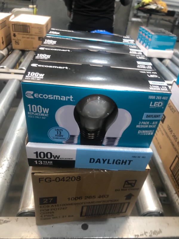 Photo 2 of 100-Watt Equivalent A15 Dimmable Appliance Fan Frosted Glass Filament LED Vintage Edison Light Bulb Daylight (3-Pack)
4 BOXES 