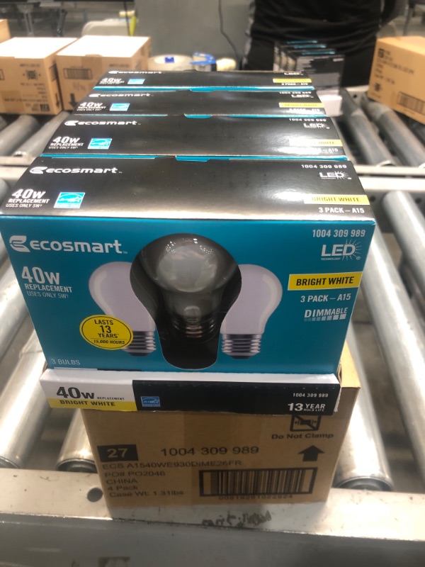 Photo 2 of 40-Watt Equivalent A15 Dimmable ENERGY STAR Frosted Glass Filament Vintage Edison LED Light Bulb Bright White (3-Pack)
4 BOXES 