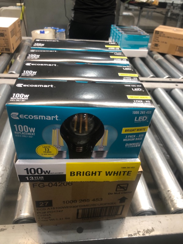 Photo 2 of 100-Watt Equivalent A15 Dimmable Appliance Fan Clear Glass Filament LED Vintage Edison Light Bulb Bright White (3-Pack)
4 BOXES 