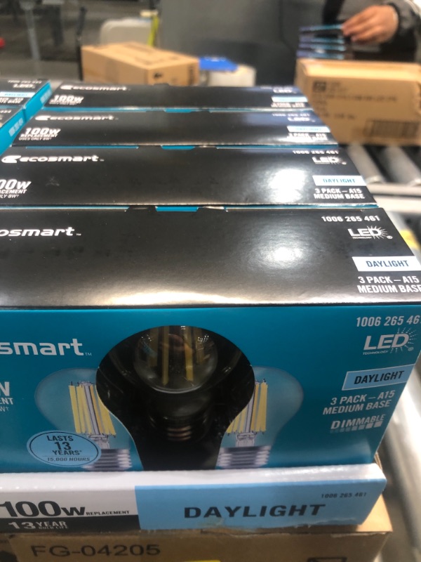 Photo 2 of 100-Watt Equivalent A15 Dimmable Appliance Fan Clear Glass Filament LED Vintage Edison Light Bulb Daylight (3-Pack)
4 BOXES 