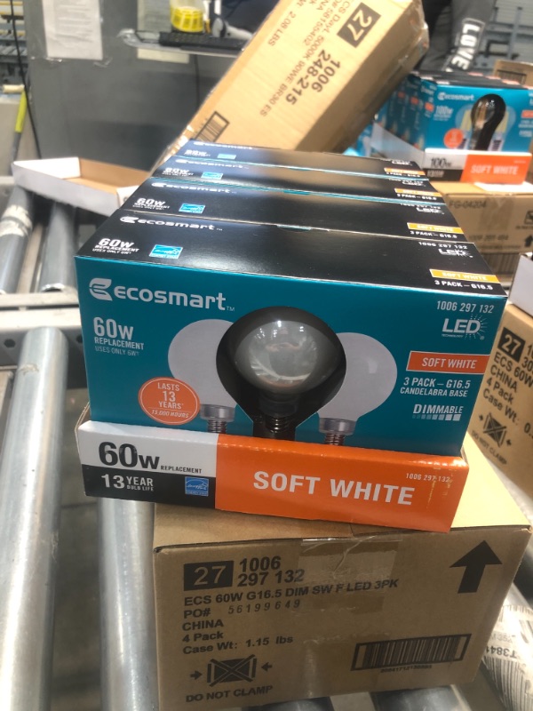 Photo 2 of 60-Watt Equivalent G16.5 ENERGY STAR and CEC Title 20 Dimmable LED Filament Light Bulb in Soft White(3-Pack)
4BOXES