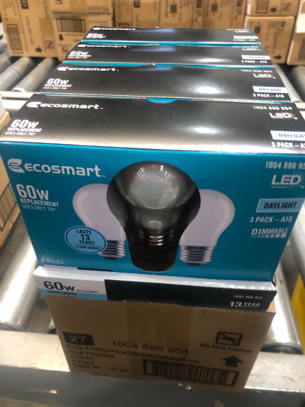 Photo 2 of 60-Watt Equivalent A15 Dimmable Frosted Glass Decorative Filament LED Vintage Edison Light Bulb Daylight (3-Pack)
4 BOXES 