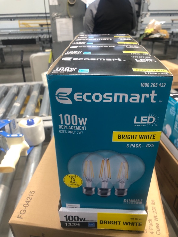 Photo 2 of 100-Watt Equivalent G25 Dimmable Globe Clear Glass Filament LED Vintage Edison Light Bulb Bright White (3-Pack)
4 BOXES 