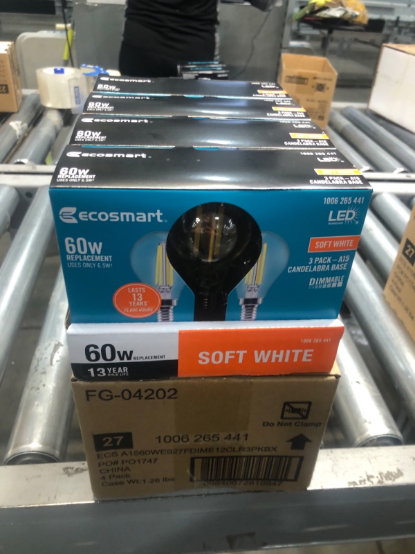 Photo 2 of 60-Watt Equivalent A15 Dimmable Appliance Fan Clear Glass Filament LED Vintage Edison Light Bulb Soft White (3-Pack)
4 BOXES 