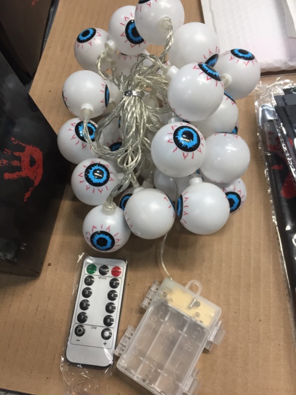 Photo 1 of PACK OF 2- Halloween Eyeball Decoration String Lights 30LED Outdoor and Indoor with Remote Control Waterproof Battery Operated, RED