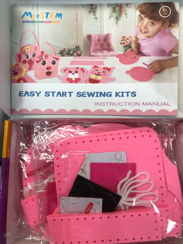 Photo 2 of Easy Start Sewing Kit for Kids(3 Purses + 3 Hand Puppet) - Woodland Animals Kids Sewing Kit Crafts Kit and Art Supplies Gift for 6 7 8 9 10 Year Boys
