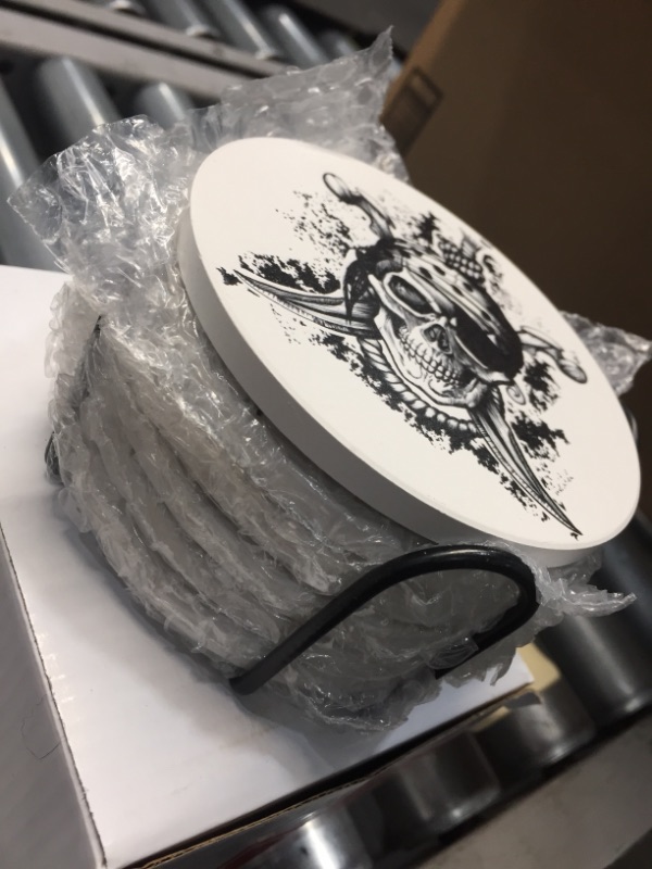 Photo 1 of PACK OF 3- Coasters with Skull Skeleton Pirate Pattern