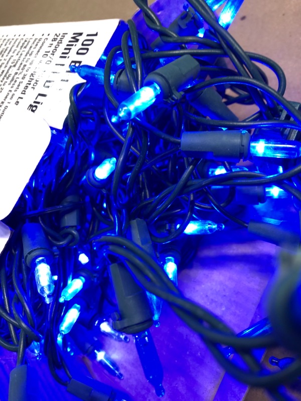 Photo 2 of 28.8 ft. 100-Light Blue Mini LED Light Set
3 pack ( some need fuze replaced )