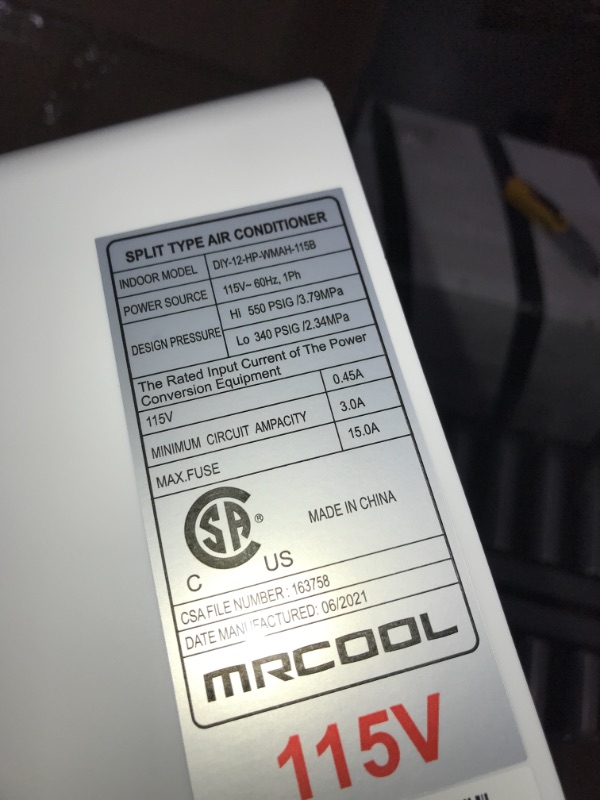 Photo 10 of incomplete - box 2 of 2- MRCOOL - DIY-12-HP-115B25 DIY 12k BTU 22 SEER Ductless Heat Pump Split System 3rd Generation - Energy Star 120v (DIY-12-HP-115B)
