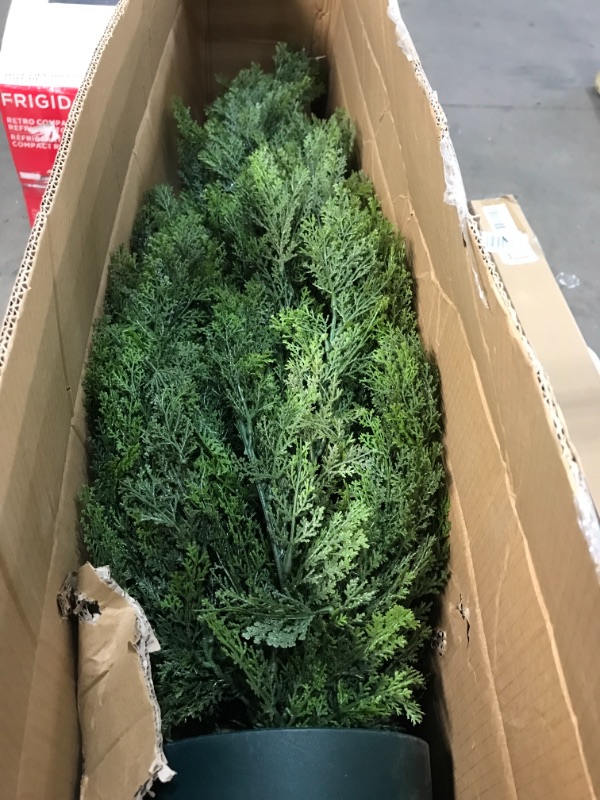 Photo 1 of 48 in. Artificial Arborvitae Tree in Dark Green Round Growers Pot