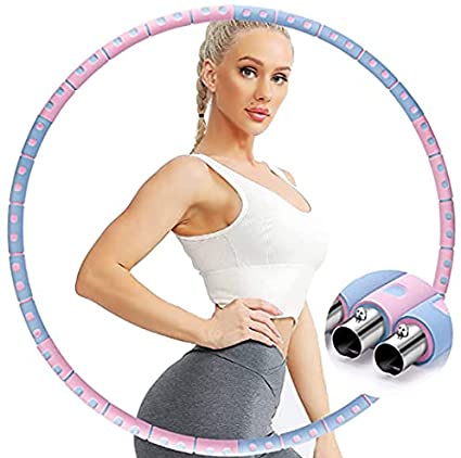 Photo 1 of Weighted Hoop Exercise Hoop Fitness Hoop Detachable and Weight Adjustable Design Figure Fitness Hoop Fat Burning Healthy Sports Life Home Workout for Woman and Man
