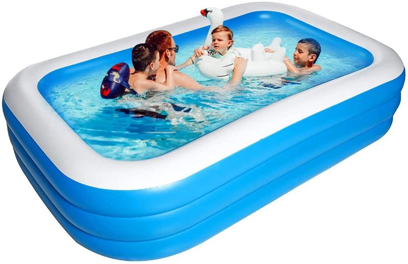 Photo 1 of JINGOU Family Inflatable Swimming Pool, 120" X 72" X 23" Full-Sized Inflatable Lounge Pool for Baby, Kiddie, Kids, Adult, Infant, Toddlers for Ages 3+, Garden, Backyard, Outdoor, Summer Water Party
