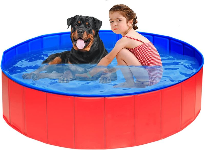 Photo 1 of UMARDOO Foldable Dog Pool - Pet Bath Pool, Swimming Pool Portable PVC Pet Paddling Bath Tub for Cats 55" X 12"
