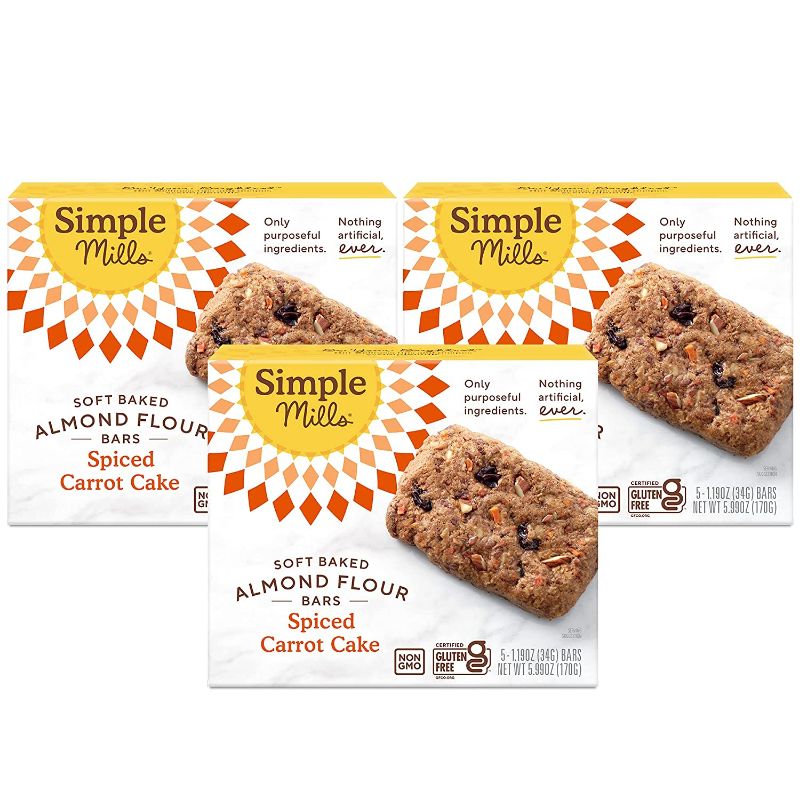 Photo 1 of Simple Mills, Snacks Variety Pack, Nutty Banana Bread, Spiced Carrot Cake Variety Pack, Good for Snacks, 3 Count (Packaging May Vary)2-PACK BEST BY 7/10/21

