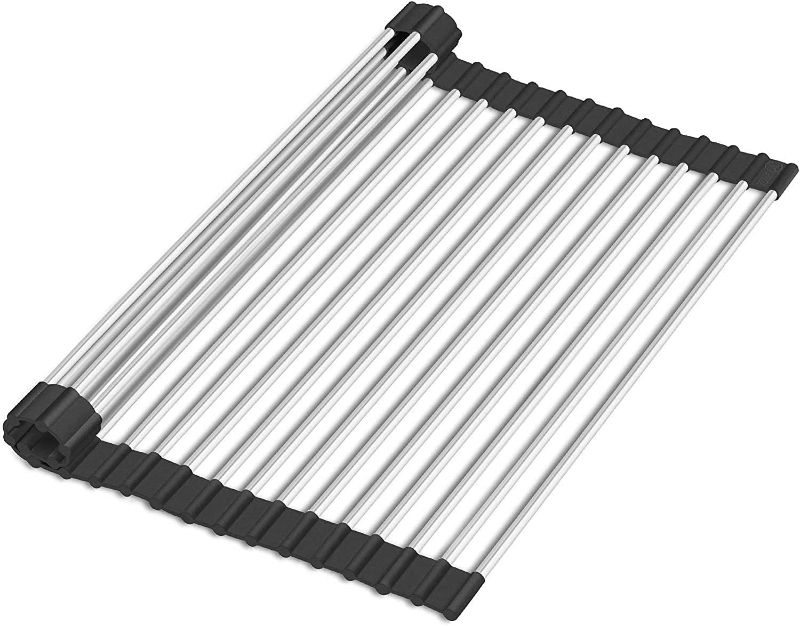 Photo 1 of Over The Sink Dish Rack Roll Up Multipurpose Dish Drying Rack Collapsible Kitchen Sink Rack 18 inch