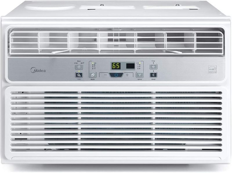 Photo 1 of Midea EasyCool 10,000 BTU Window Air Conditioner, Fan-Cools, Circulates, and Dehumidifies Up to 450 Square Feet, Has A Reusable Filter, and Includes an LCD Remote Control (White), 10000
