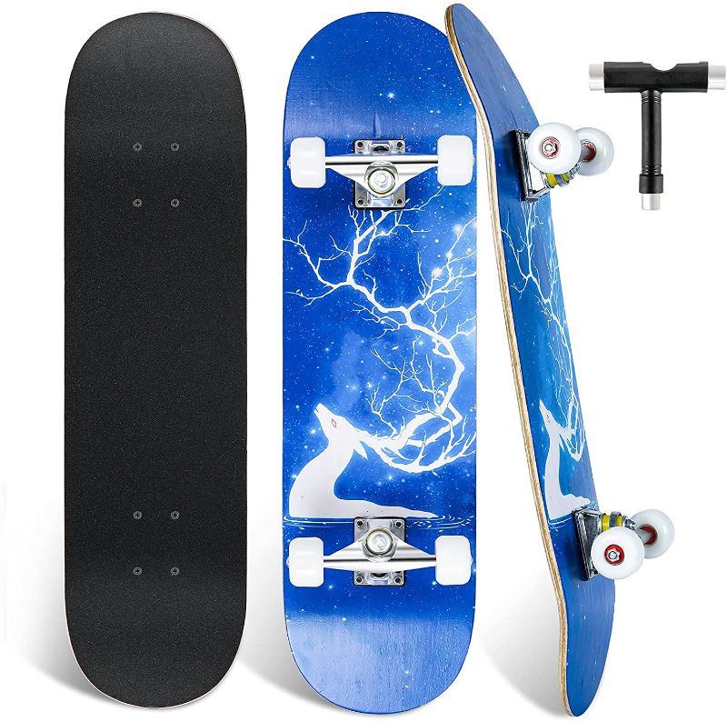 Photo 1 of ArgoHome Skateboards for Beginners, Complete Skateboards 31"x 7.88", 7 Layer Maple Double Kick Concave Standard and Tricks with High Rebound PU for Teen Girls Kids Boys Youths & Adults Beginners
light up wheels