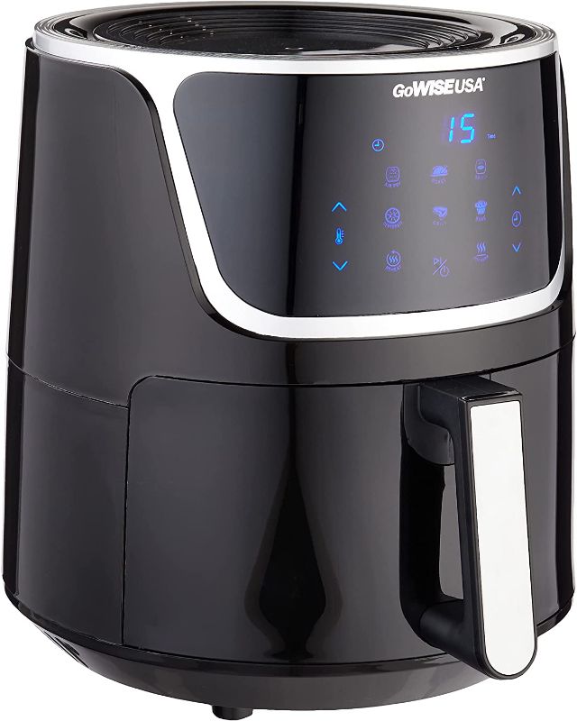 Photo 1 of GoWISE USA GW22956 7-Quart Electric Air Fryer with Dehydrator & 3 Stackable Racks, Led Digital Touchscreen with 8 Functions + Recipes, 7.0-Qt, Black/Silver
