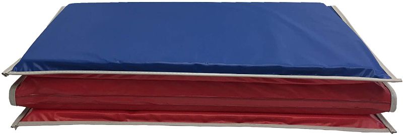 Photo 1 of KinderMat, 1" Thick KinderMat, 4-Section Rest Mat, 45" x 19" x 1", Red/Blue with Grey Binding, Great for School, Daycare, Travel, and Home, Made in the USA
