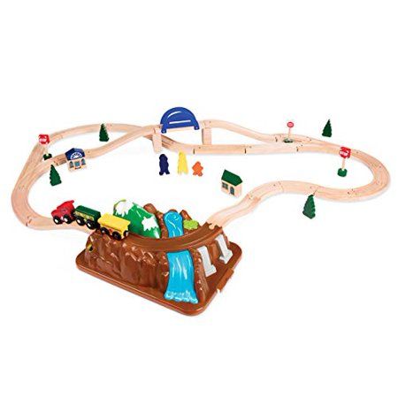 Photo 1 of Battat - Wild Ridge Train - Classic Wooden Toy Train Set with Mountain Top Lid, Double-Sided Tracks, Toddlers 3-Years-Old & up (47Pc) Fits Thomas, Bri
