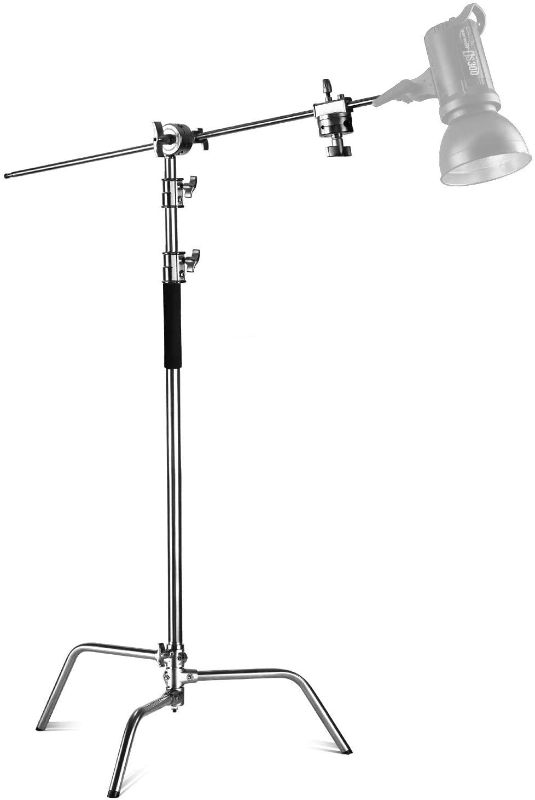 Photo 1 of Neewer Pro 100% Stainless Steel Heavy Duty C Stand with Boom Arm - Max Height 11ft/331cm Photography Light Stand with 4ft/120cm Holding Arm, 2 Grip Head for Studio Monolight, Softbox, Reflector
