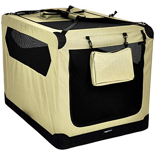 Photo 1 of Amazon Basics Folding Portable Soft Pet Dog Crate Carrier Kennel - 42 X 31 X 31 Inches, Khaki
