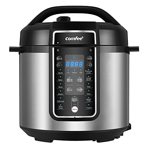 Photo 1 of PARTS ONLY, COMFEE’ 6 Quart Pressure Cooker 12-in-1, One Touch Kick-Start Multi-Functional Programmable Slow Cooker, Rice Cooker, Steamer, Sauté Pan, Egg Cooke
**BOTTOM BROKEN, POWER CORD CANNOT PLUG IN, DOES NOT FUNCTION, FOR PARTS ONLY**