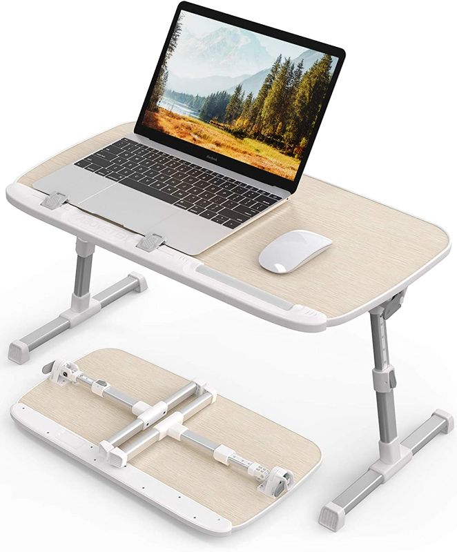 Photo 1 of AboveTEK Laptop Desk for Bed, Portable Laptop Table Tray with Foldable Legs, Height Adjustable Foldable Laptop Desk for Eating Reading Writing, Computer Tray for Bed on Couch Sofa Floor Birch
