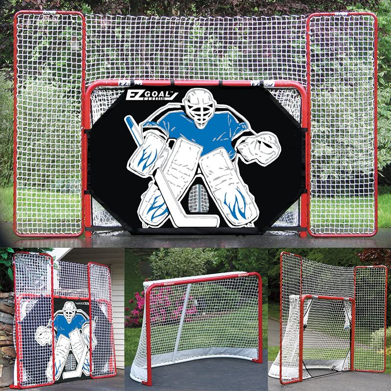 Photo 1 of ** incomplete** EZ Goal Folding Hockey Training Goal Net w/ Backstop, Targets, & Shooter Tutor , Red/White, 2-Inch
