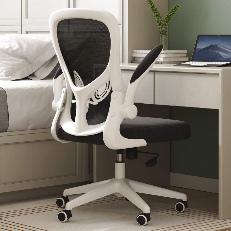 Photo 1 of Hbada Office Chair, Ergonomic Desk Chair, Computer Mesh Chair with Lumbar Support and Flip-up Arms,White
