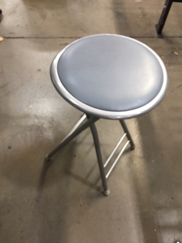 Photo 2 of 25" high foldable barstools (2 grey one black)