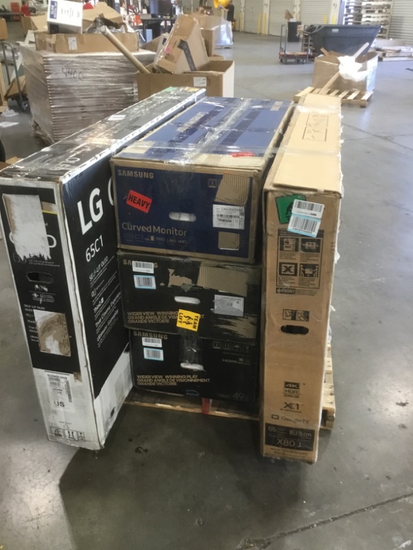 Photo 1 of PALLET OF ASSORTED DAMAGED TVS AND MONITORS SOLD AS IS NON REFUNDABLE