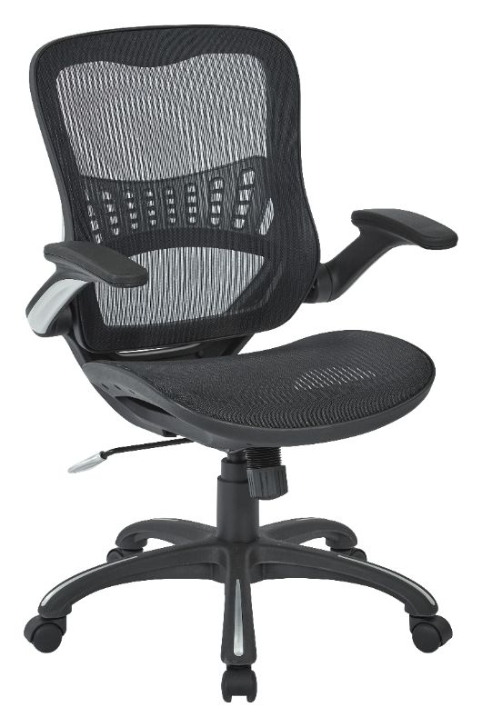 Photo 1 of Office Star Products Contemporary, Ergonomic, Height-Adjustable Black Mesh Swivel Executive Chair
