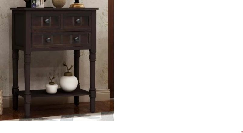 Photo 1 of ***MISSING LEG***
24 in. Espresso Standard Rectangle Wood Console Table with 3-Drawers
