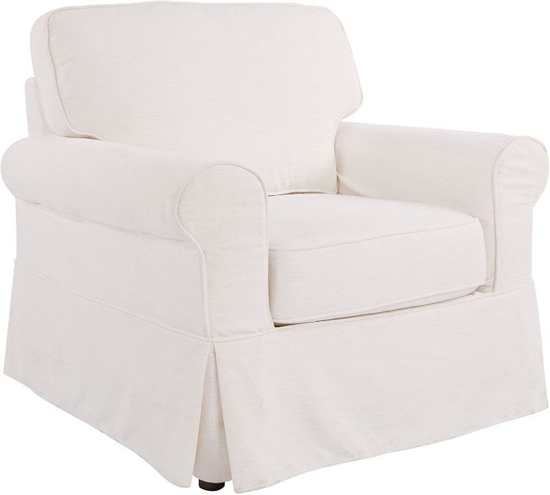 Photo 1 of *Dirty from Previous Use*
OSP Home Furnishings Ashton Slipcover Round Arm Chair, Ivory.
