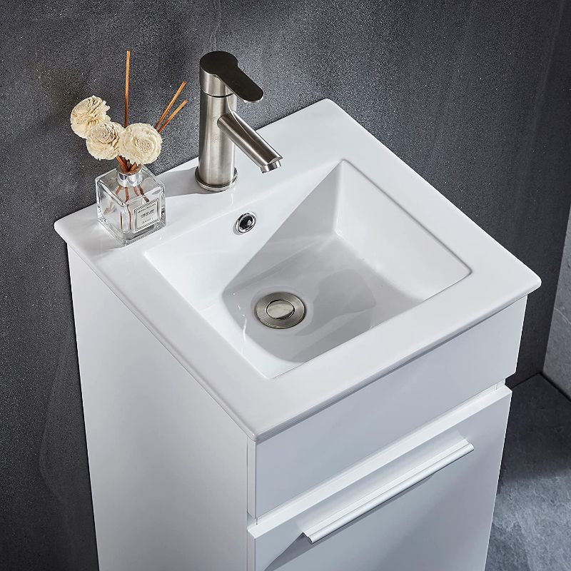 Photo 1 of ***PARTS ONLY*** DELAVIN 16" Bathroom Vanity and Sink Combo Freestanding Vanity Set for Small Space, MDF Board with Ceramic Vessel Sink, Modern Bathroom Storage Cabinet (Ivory White)