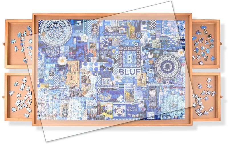Photo 1 of Rekcopu 1000 Pcs Puzzle Board,Jigsaw Puzzle Table with Drawers for Puzzle Storage,Portable Puzzle Table for Adults Teens
