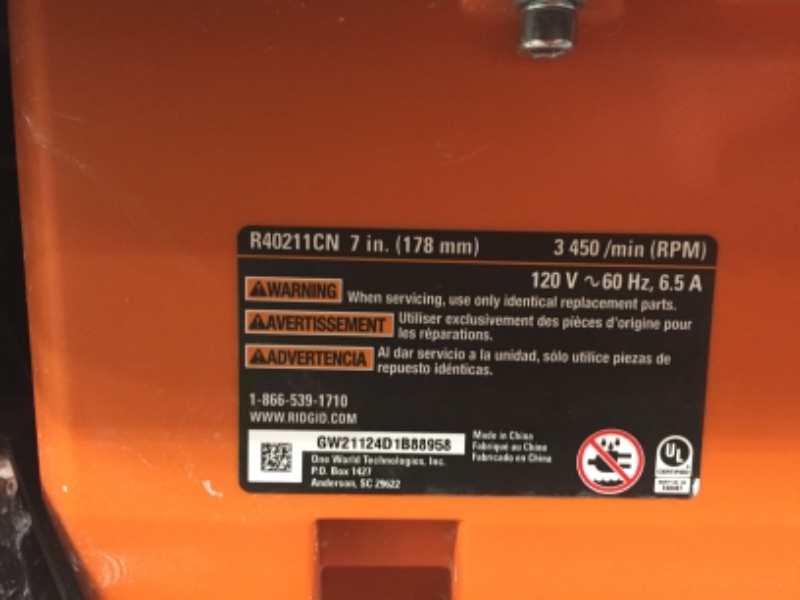 Photo 1 of Ridgid R4021 120-Volt 6.5 Amp Corded 7 Inch Self-Aligning Table Top Wet Tile Saw (New Open Box)